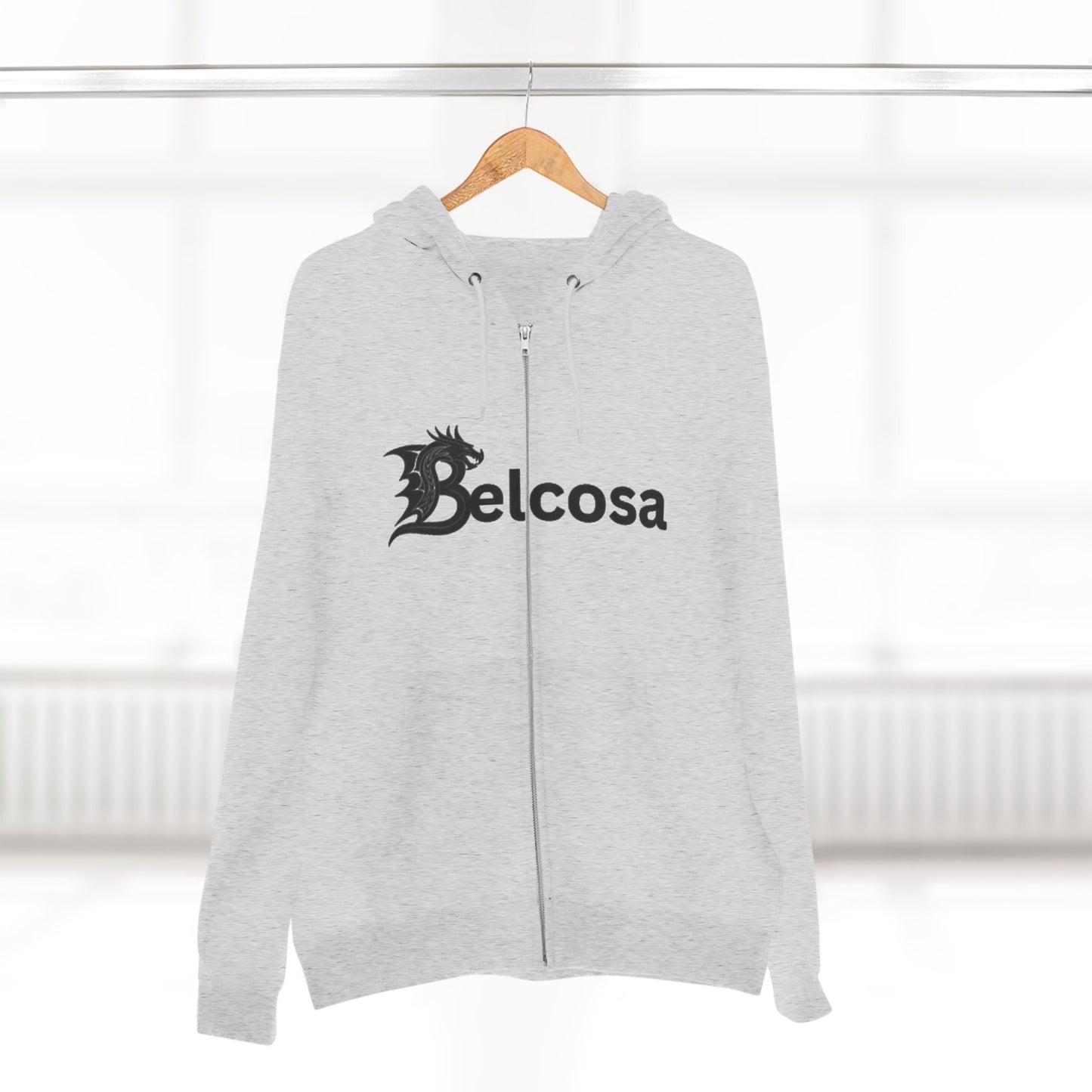 Belcosa Dragon Logo Zip Hoodie — Fantasy Emblem Zip-Up Hoodie