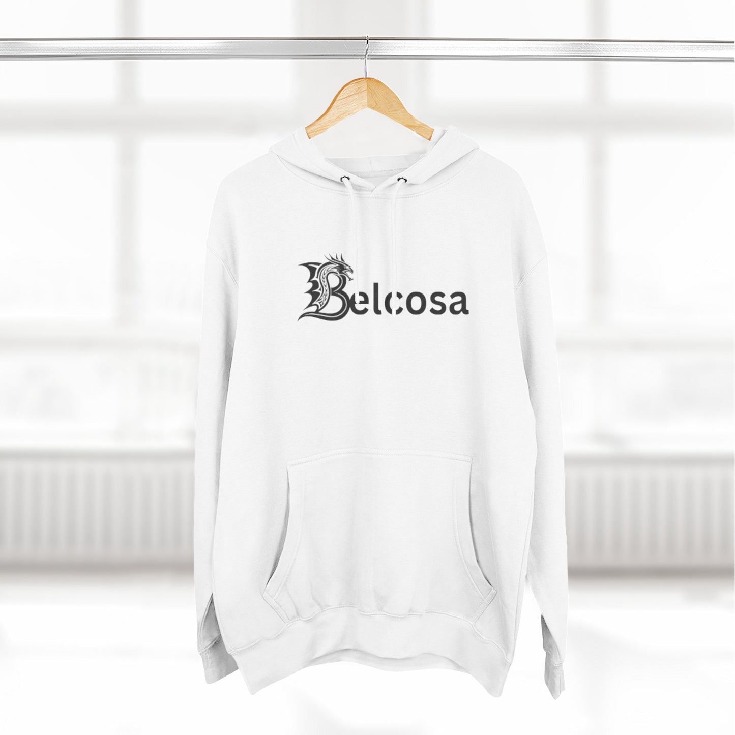 Belcosa Logo Hoodie — Minimal Gothic Script Fleece Hoodie