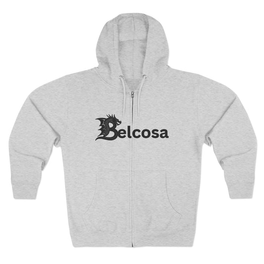 Belcosa Dragon Logo Zip Hoodie — Fantasy Emblem Zip-Up Hoodie